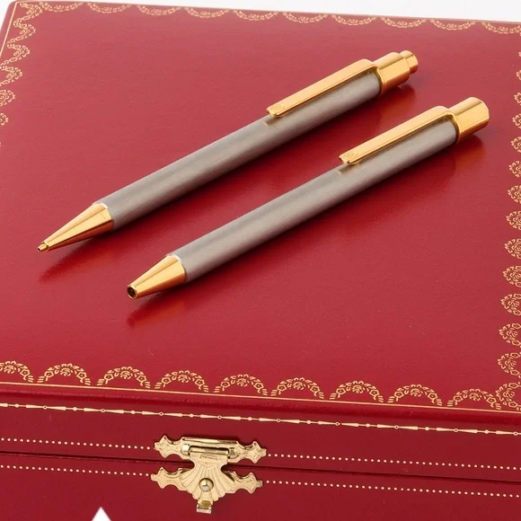 Vintage Must de Cartier Stainless Steel Pen, Pencil & Key Chain Set W Box - Picture 5 of 8